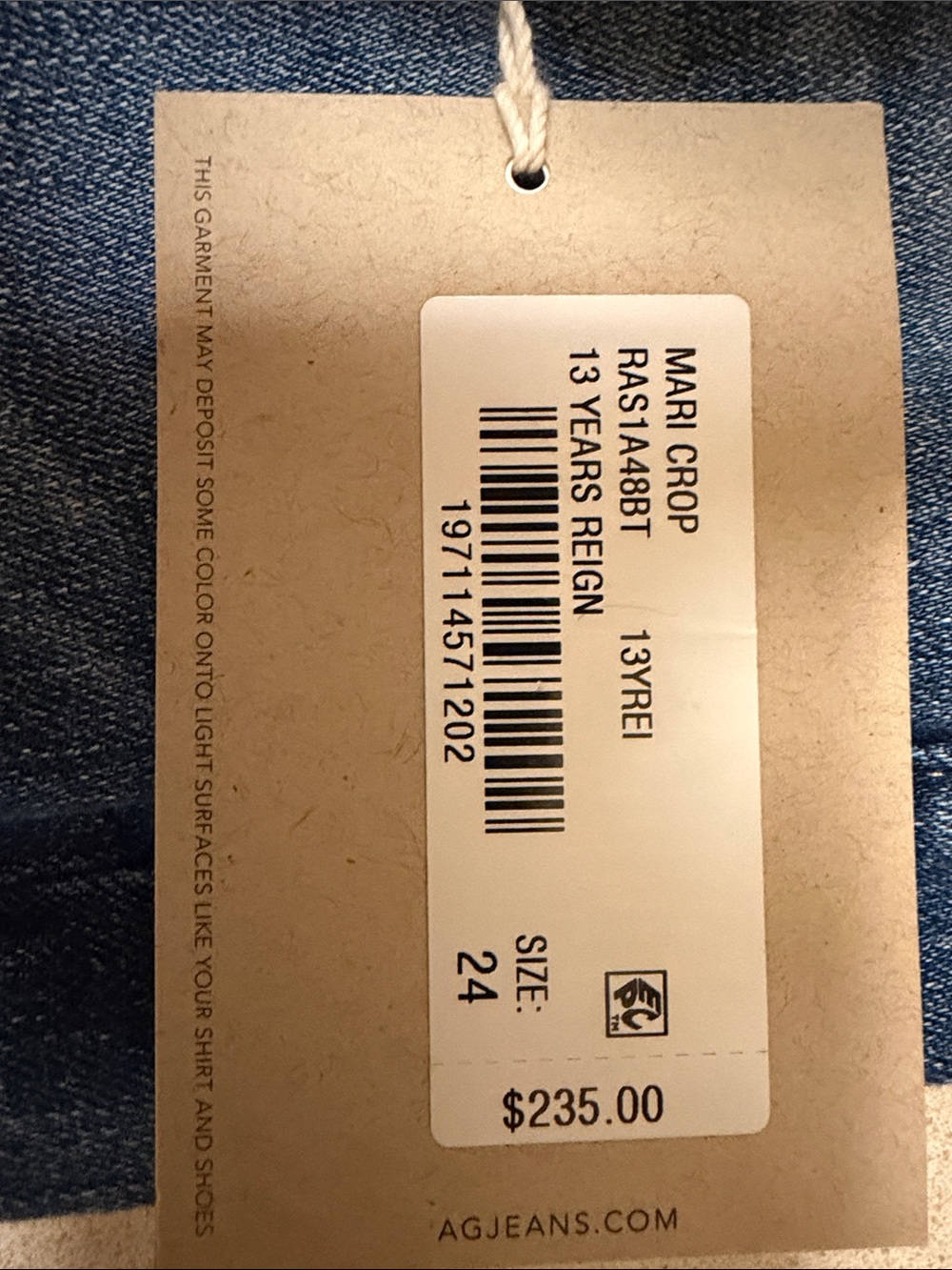 Ag Adriano Goldschmied Women's Blue Slim Straight Jeans 13 Years Reign size 24 - Picture 7 of 7